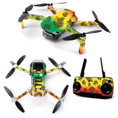 MightySkins Skin for DJI Mavic Mini Portable Drone Quadcopter - Rasta Lion | Protective, Durable, and Unique Vinyl Decal wrap cover | Easy To Apply, Remove, and Change Styles | Made in the USA (DJMAVMIN-Rasta Lion)