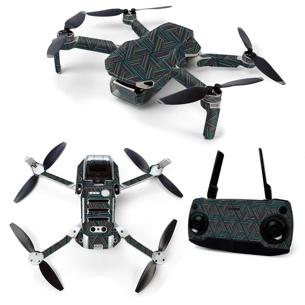 MightySkins Skin for DJI Mavic Mini Portable Drone Quadcopter - Triangle Stripes | Protective, Durable, and Unique Vinyl Decal wrap cover | Easy To Apply, Remove, and Change Styles | Made in the USA (DJMAVMIN-Triangle Stripes)