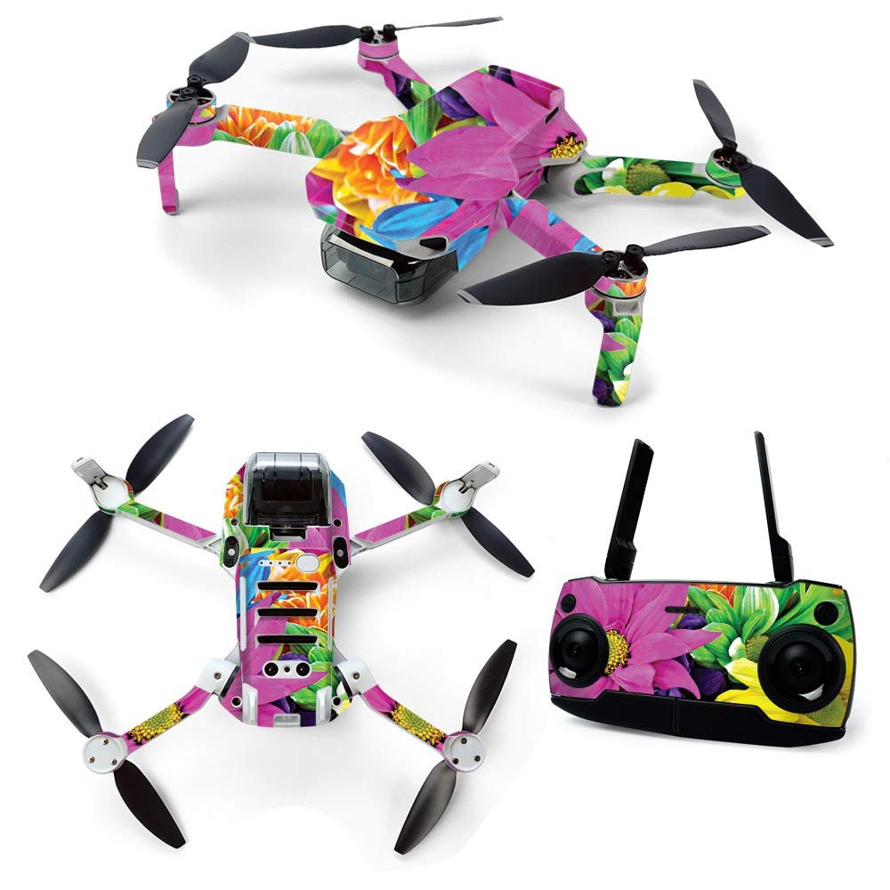 MightySkins Skin for DJI Mavic Mini Portable Drone Quadcopter - Colorful Flowers | Protective, Durable, and Unique Vinyl Decal wrap cover | Easy To Apply, Remove, and Change Styles | Made in the USA, Model Number: DJMAVMIN-Colorful Flowers