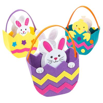 Fun Express Felt Easter Baskets - Colorful and Reusable Baskets for Easter Egg Hunts Party Favors and Spring Gifts - Ideal for Holiday Celebrations Crafts and Festive Decorations - 3 Pieces