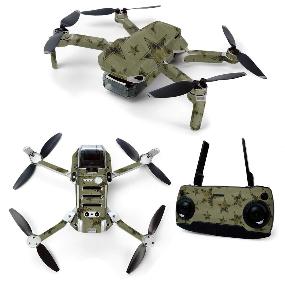 MightySkins Skin for DJI Mavic Mini Portable Drone Quadcopter - Army Star | Protective, Durable, and Unique Vinyl Decal wrap cover | Easy To Apply, Remove, and Change Styles | Made in the USA (DJMAVMIN-Army Star)