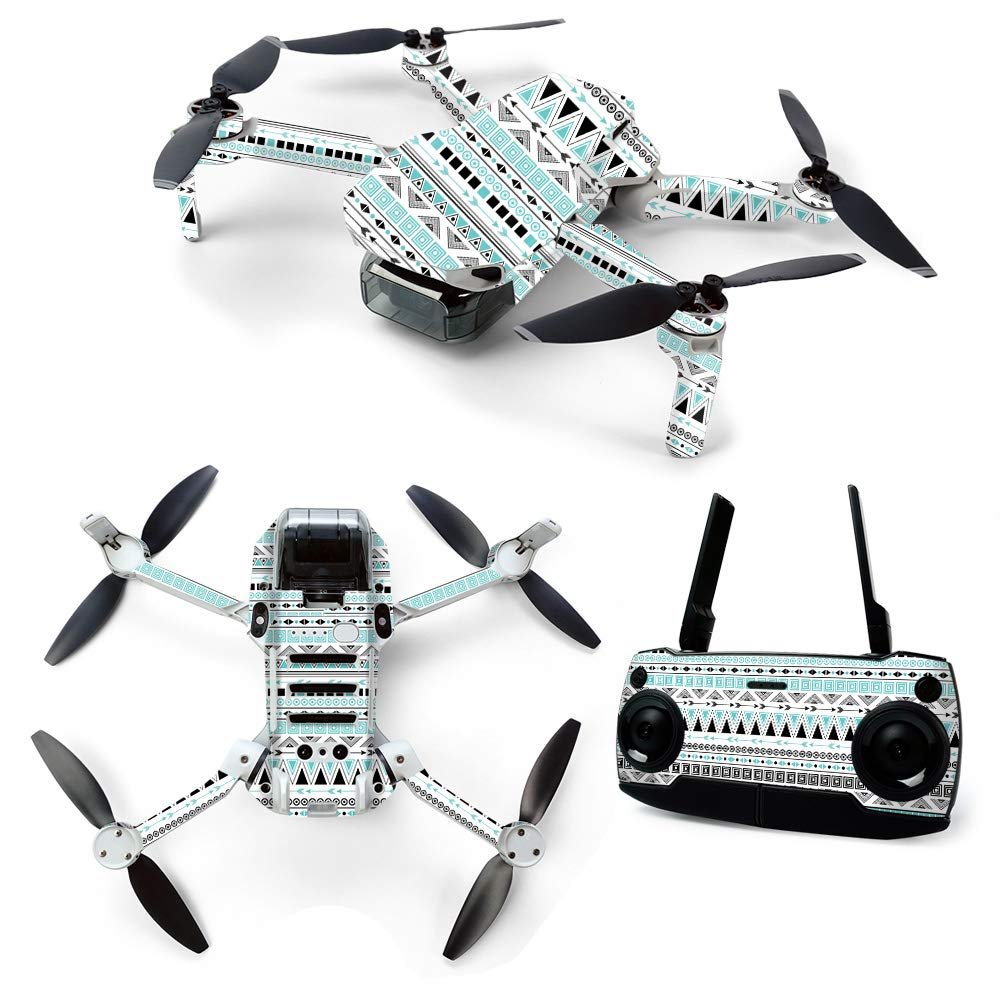MightySkins Skin for DJI Mavic Mini Portable Drone Quadcopter - Turquoise Tribal | Protective, Durable, and Unique Vinyl Decal wrap Cover | Easy to Apply, Remove, and Change Styles | Made in The USA