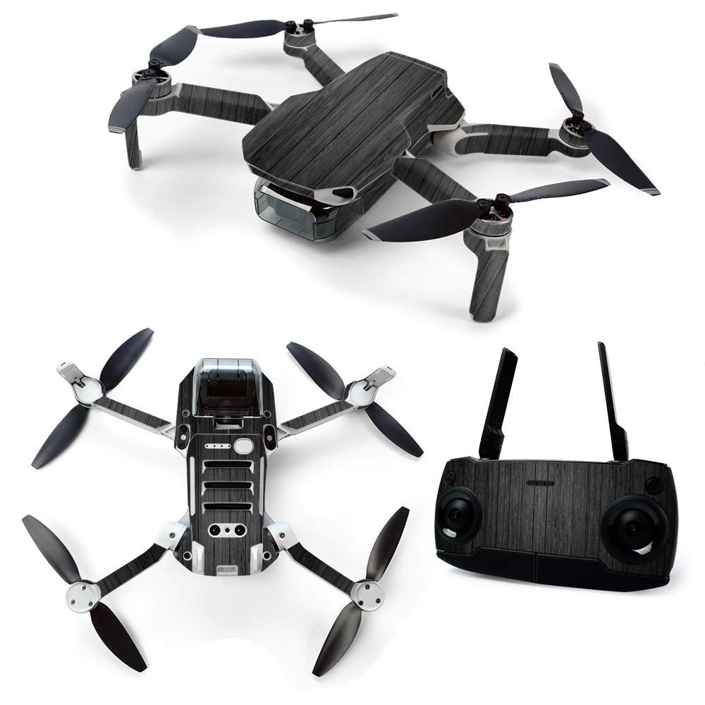 MightySkins Skin for DJI Mavic Mini Portable Drone Quadcopter - Black Wood | Protective, Durable, and Unique Vinyl Decal wrap cover | Easy To Apply, Remove, and Change Styles | Made in the USA (DJMAVMIN-Black Wood)