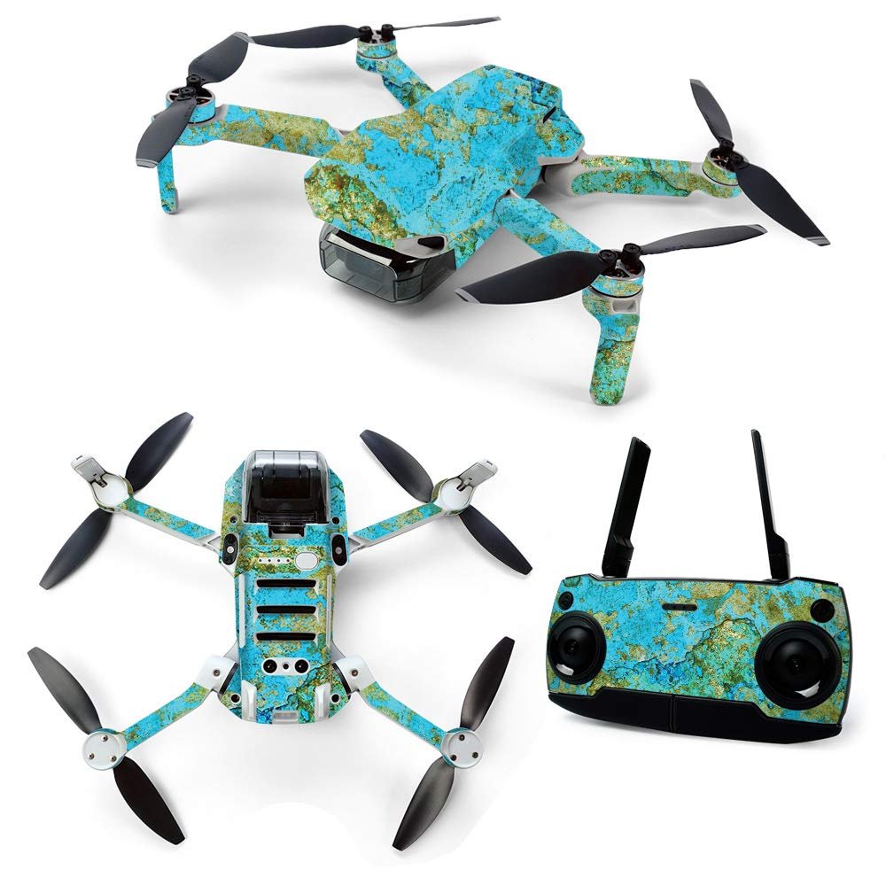 MightySkins Skin for DJI Mavic Mini Portable Drone Quadcopter - Teal Marble | Protective, Durable, and Unique Vinyl Decal wrap Cover | Easy to Apply, Remove, and Change Styles | Made in The USA