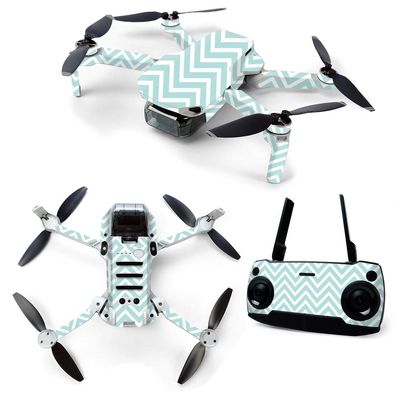 MightySkins Skin for DJI Mavic Mini Portable Drone Quadcopter - Aqua Chevron | Protective, Durable, and Unique Vinyl Decal wrap cover | Easy To Apply, Remove, and Change Styles | Made in the USA (DJMAVMIN-Aqua Chevron)