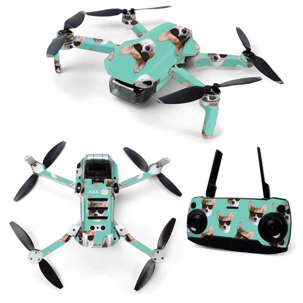 MightySkins Skin for DJI Mavic Mini Portable Drone Quadcopter - Cool Corgi | Protective, Durable, and Unique Vinyl Decal wrap cover | Easy To Apply, Remove, and Change Styles | Made in the USA (DJMAVMIN-Cool Corgi)