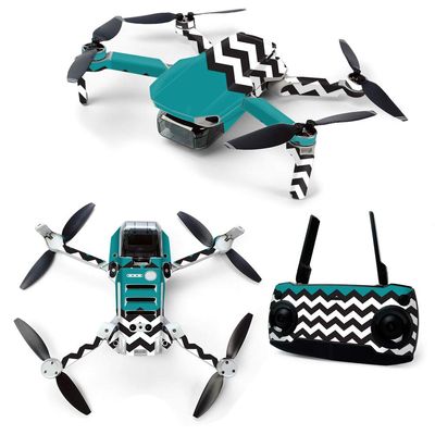 MightySkins Skin for DJI Mavic Mini Portable Drone Quadcopter - Teal Chevron | Protective, Durable, and Unique Vinyl Decal wrap cover | Easy To Apply, Remove, and Change Styles | Made in the USA (DJMAVMIN-Teal Chevron)