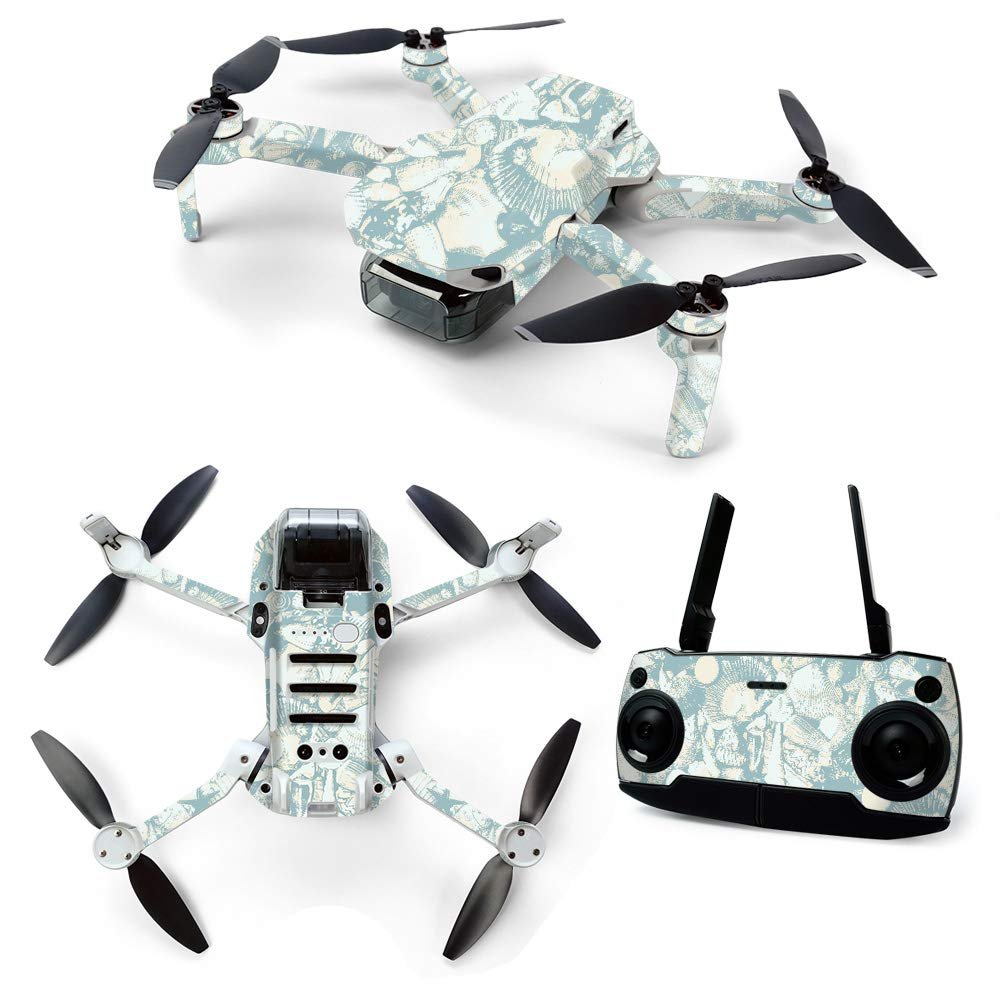 MightySkins Skin for DJI Mavic Mini Portable Drone Quadcopter - Blue Seashells | Protective, Durable, and Unique Vinyl Decal wrap cover | Easy To Apply, Remove, and Change Styles | Made in the USA (DJMAVMIN-Blue Seashells)