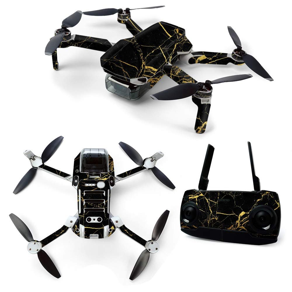 MightySkins Skin for DJI Mavic Mini Portable Drone Quadcopter - Black Gold Marble | Protective, Durable, and Unique Vinyl Decal wrap cover | Easy To Apply, Remove, and Change Styles | Made in the USA (DJMAVMIN-Black Gold Marble)