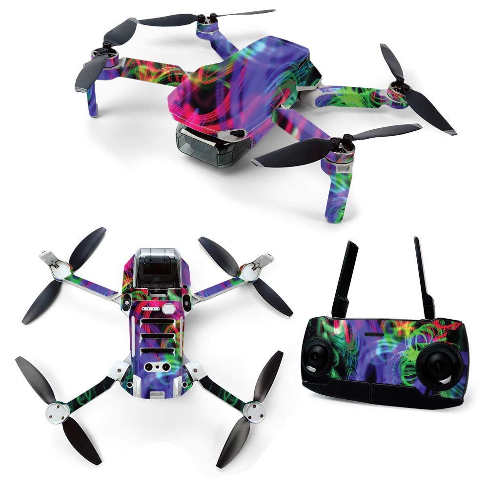 MightySkins Skin for DJI Mavic Mini Portable Drone Quadcopter - Neon Splatter | Protective, Durable, and Unique Vinyl Decal wrap cover | Easy To Apply, Remove, and Change Styles | Made in the USA (DJMAVMIN-Neon Splatter)