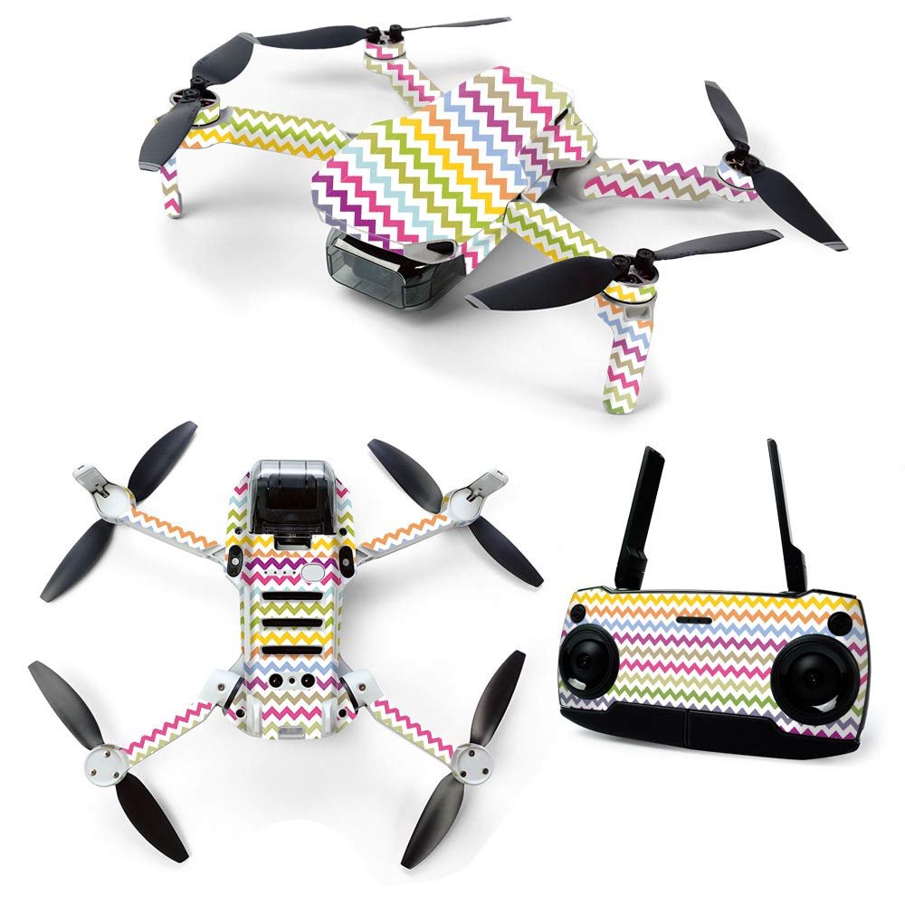 MightySkins Skin for DJI Mavic Mini Portable Drone Quadcopter - Rainbow Chevron | Protective, Durable, and Unique Vinyl Decal wrap cover | Easy To Apply, Remove, and Change Styles | Made in the USA, DJMAVMIN-Rainbow Chevron, DJMAVMIN-Rainbow Chevron,