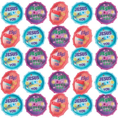 Fun Express Jesus Loves You Spin Tops - Toys - 144 Pieces