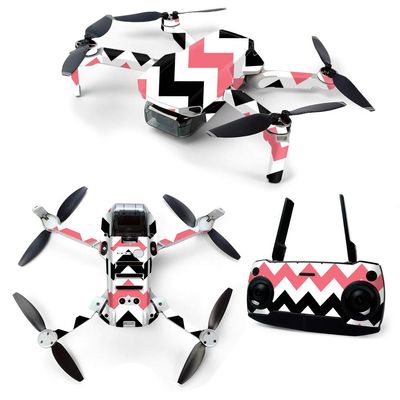 MightySkins Skin for DJI Mavic Mini Portable Drone Quadcopter - Black Pink Chevron | Protective, Durable, and Unique Vinyl Decal wrap cover | Easy To Apply, Remove, and Change Styles | Made in the USA