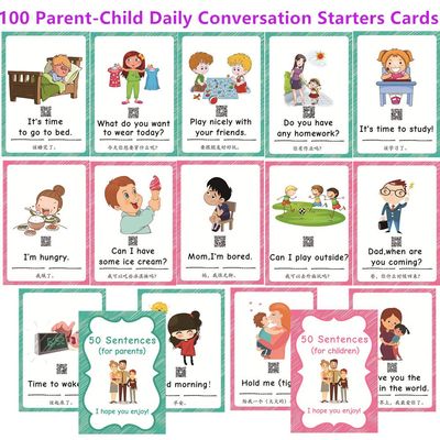 100 Parent-Child Daily Conversation Starters Cards with Picture - Fun Family-Friendly Vivid Question Cards Game for Kids - Learning Materials Great for ESL Teaching: Parent/Teacher/Autism