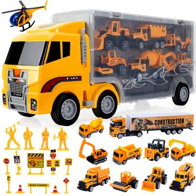 ALOTJOY Toys for Boys,13 Pcs Engineering Die-cast Construction Car Toddler Toys for 3 Year Old Boys Vehicles Gifts Kids Toys for Age 3 4 5 6 7 Year Old Kids