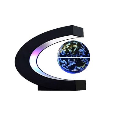 FUGEST Magnetic Floating Globe 2 in 1 Blue 4in Constellations World Map C Shape Base LED Light Lamp Rotating