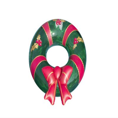 Swimline Christmas Wreath Pool Ring Inflatable Lounge Float with Fun Design for Adults & Teens Durable Vinyl Ring for Pool, Lake, or Beach Easy to Inflate and Store