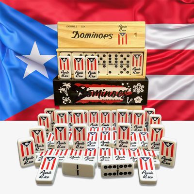 PRK 14 Puerto Rico Gifts Premium Dominoes Set Friends Gift Packs Large Adult Size Double six Domino with PR Flag Authentic Puerto Rican Design
