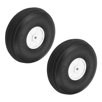 Fielect 2.5 inch RC Model Airplane Super Light Sponge Tire Tail Wheel Tire and Wheel Sets for RC Car Airplane PU Sponge Tire with Plastic Hub 2 Pcs