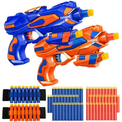 2 Pack Blaster Guns Boys Toy-with 60 Soft Foam Darts Bullets& 2 Wrist Bands-Valentines Gifts for Kids Hand Gun Toys Party Supplies for 3,4,5,6,7,8,9 Years Kids
