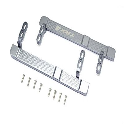 10Pc Set Upgrades Aluminum Side Steps with 1/10 Trx4 Defender Trail Crawler (82056-4) Rc Cars by GPM (Gray)