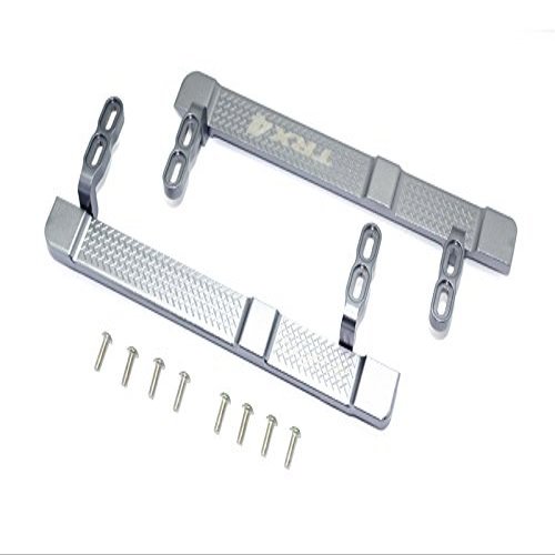 10Pc Set Upgrades Aluminum Side Steps with 1/10 Trx4 Defender Trail Crawler (82056-4) Rc Cars by GPM (Gray)