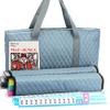 American Mahjong Game Set - Pearl Gray Quilted Soft Bag - 166 White Engraved Tiles, 4 All-in-One Rack/Pushers Complete Western Mah-Jongg, Maj Jongg, Ma Jong Set view 1
