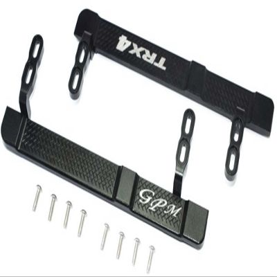 10Pc Set Upgrades Aluminum Side Steps with 1/10 Trx4 Defender Trail Crawler (82056-4) Rc Cars by GPM (Black)