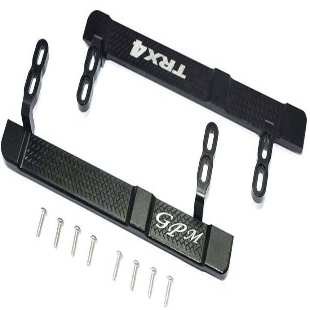 10Pc Set Upgrades Aluminum Side Steps with 1/10 Trx4 Defender Trail Crawler (82056-4) Rc Cars by GPM (Black)