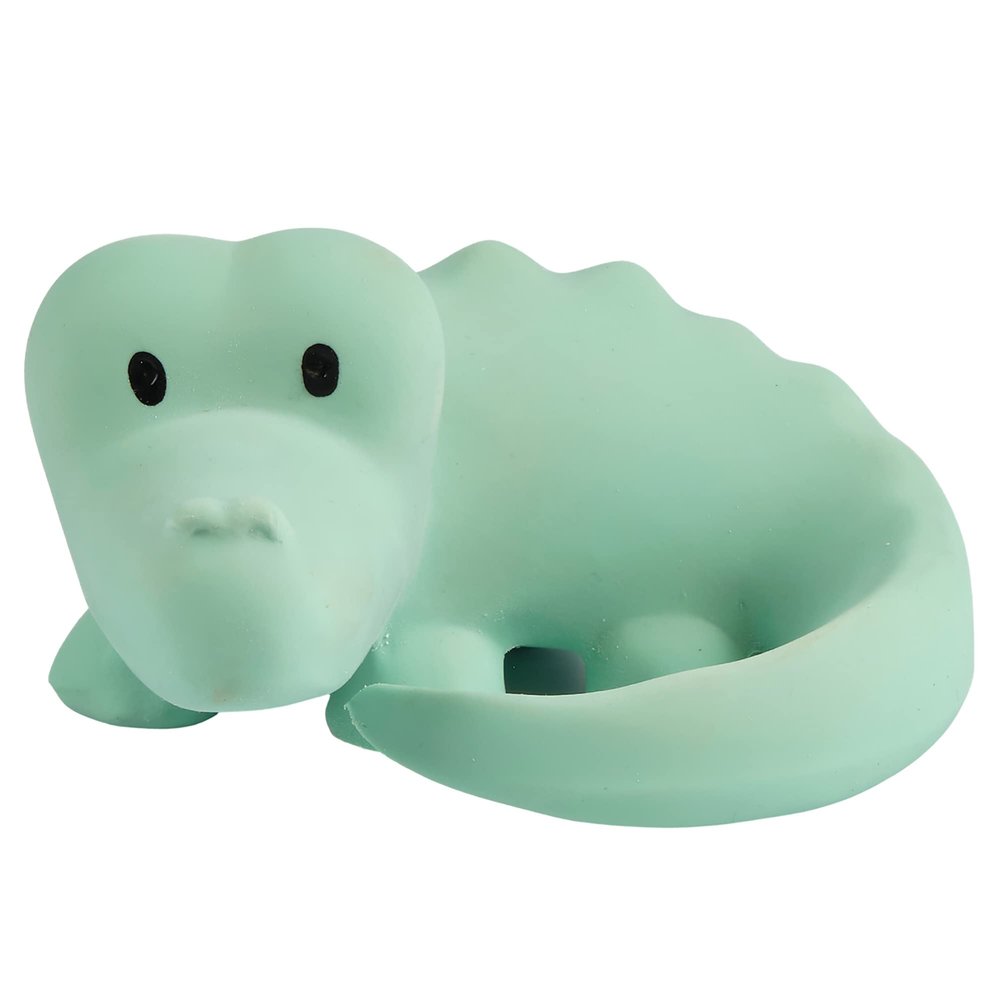 Tikiri Toys Rubber Crocodile Rattle, Teether & Bath Toy, Organic Natural Rubber