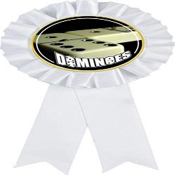 Crown Awards Dominoes White Rosette Ribbon Award, Dominoe Games Trophy Ribbon Prize, 100 Pack Prime