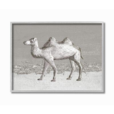 Stupell Industries Desert Camel Animal Gray Design Grey Framed Wall Art, Model Number: fda-150_GFF_16x20