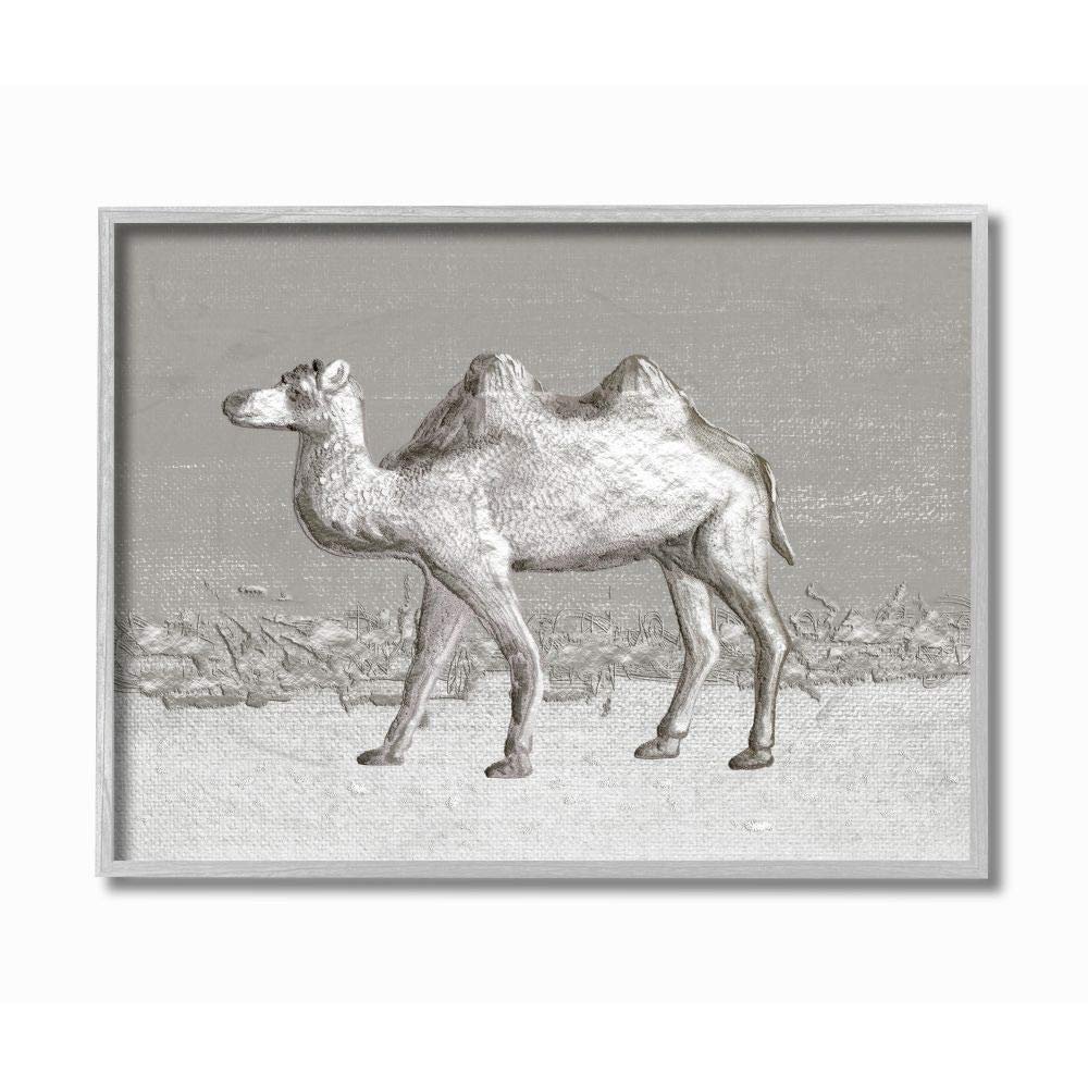Stupell Industries Desert Camel Animal Gray Design Grey Framed Wall Art, Model Number: fda-150_GFF_16x20