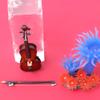 Hztyyier Instrument Ornament Wooden Miniature Cello Replica with Bow, Stand & Gift Box Mini Musical Instrument Miniature Dollhouse Model Home Decoration view 4