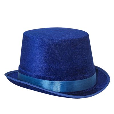 Carnavalife Felt Cup Hat Satin Hat Round Wizard with Satin Ribbon for Adults and Children (Blue)