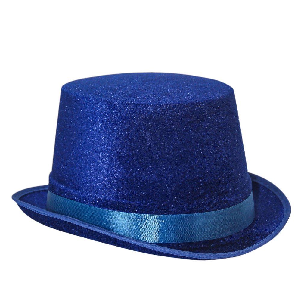 Carnavalife Felt Cup Hat Satin Hat Round Wizard with Satin Ribbon for Adults and Children (Blue)
