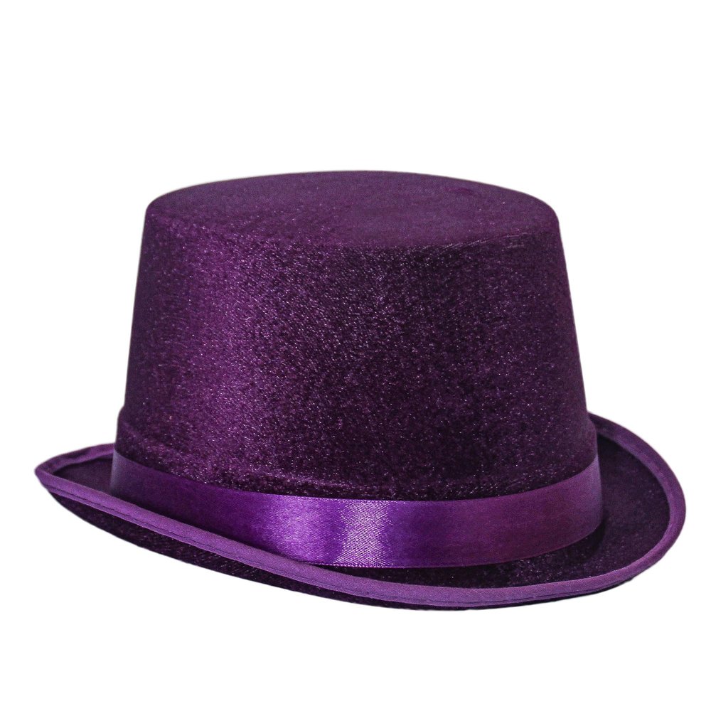 Carnavalife Felt Cup Hat Satin Hat Round Wizard with Satin Ribbon for Adults and Children (Purple)