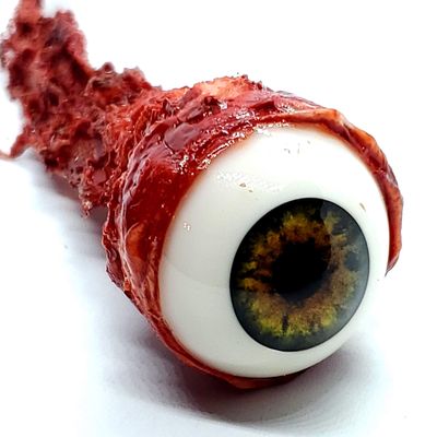 Dead Head Props Halloween Horror Prop Realistic Life Size Acrylic Ripped Out Eyeball Infected Brown/Green