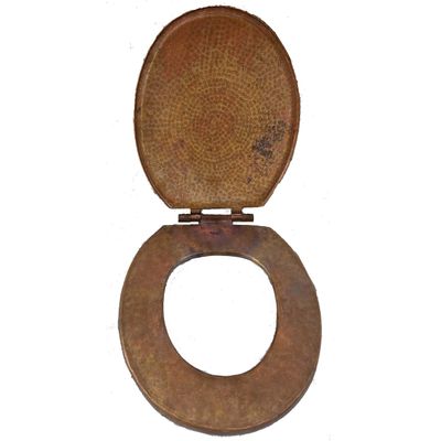 Rustic Hand Forged Hand Hammered Pure Copper Round Toilet Seat and Cover Fits All Standard Cabin Size toilet Bowls Brands