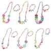 6 Sets Beads Necklace Bracelet Princess Necklace Bracelet Set Lovely Heart Beads Jewelry Kit Costume Necklaces for Pretend Play Dress up Jewelry, Candy Color view 1