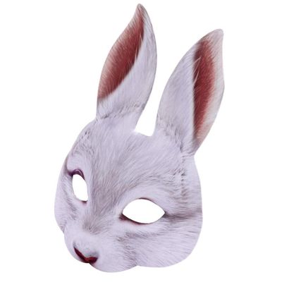 Alodidae Bunny Mask Animal Half Face Rabbit Ear Mask for Easter Halloween Party Mardi Gras Costume Accessory (Grey)