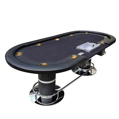 IDS Home 96" Dark Knight #49 Plus Poker Table with 500 Metal Chip Trays Jumbo Cupholder Speed Cloth Two Drop Boxes