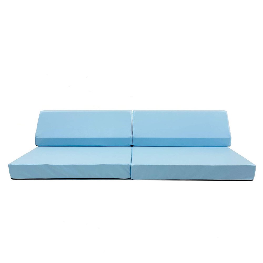 Foamnasium Blocksy Mini, Indoor Foam Playset 3 Piece Soft Toddler and Kids Active Play Couch for Crawling, Climbing, Fort Building and Jumping, Made in The US, Baby Blue
