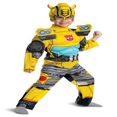 Disguise Bumblebee Costume, Toddlers Muscle Transformer Costumes for Boys, Padded Character Jumpsuit, Toddler Size Medium (3T-4T) Yellow (104909M)