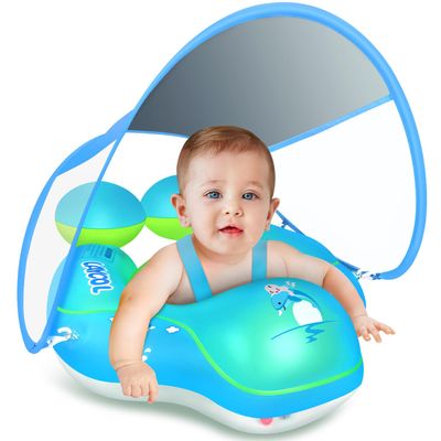 LAYCOL Baby Swimming Float with UPF50+ Sun Canopy Baby Floats for Pool No Flip Overbaby Pool for Baby Age of 3-36 Months