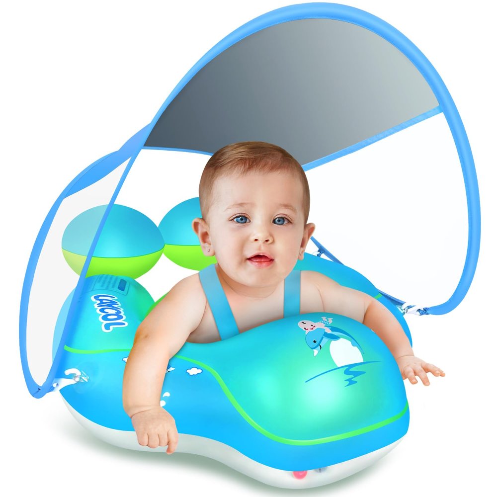 LAYCOL Baby Swimming Float with UPF50+ Sun Canopy Baby Floats for Pool No Flip Overbaby Pool for Baby Age of 3-36 Months