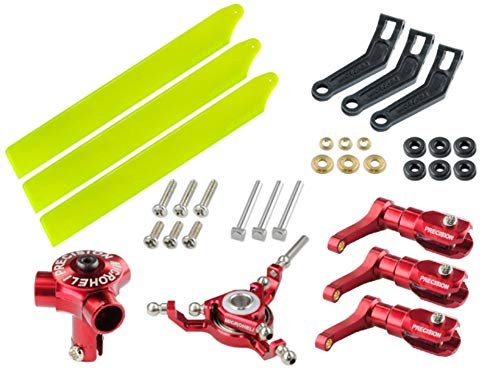 Microheli CNC Triple Yellow Plastic Blades Conversion Set (RED) - Blade Fusion 180