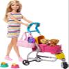Barbie Dogwalking Doll & Accessories, Stroll & Play Pups Playset with Transforming Stroller, 2 Pets & Handbag, Blonde Doll view 1