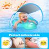 LAYCOL Baby Swimming Float Inflatable Baby Pool Float Ring with Sun Protection Canopy,add Tail no flip Over for Age of 3-36 Months (Blue, L) view 2