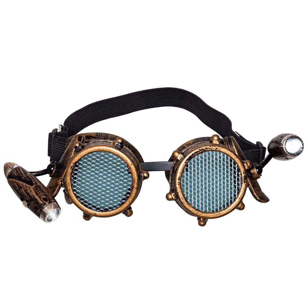 Boland Adult Steampunk Glasses with Front Light Brown One Size